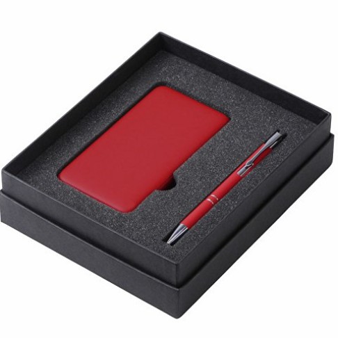 Подарочный набор c ручкой и повербанком 10000 mAh, красный
