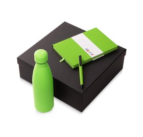 Подарочный набор c блокнотом C1, ручкой и термобутылкой, зеленое яблоко Подарочный набор c блокнотом C1, ручкой и термобутылкой, зеленое яблоко