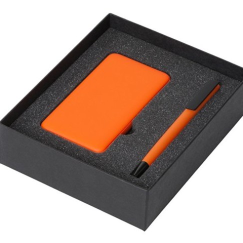 Подарочный набор c пластиковой ручкой, повербанком С1, 5000 mAh, оранжевый
