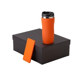 Подарочный набор c вакуумной термокружкой и повербанком С1, оранжевый Подарочный набор c вакуумной термокружкой и повербанком С1, оранжевый