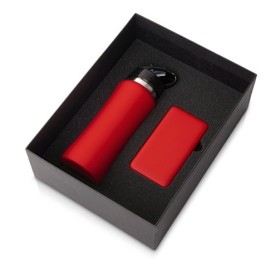 Подарочный набор с бутылкой для воды и повербанком С1, 5000 mAh, красный