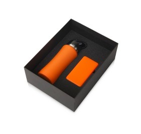 Подарочный набор с бутылкой для воды и повербанком С1, 5000 mAh, оранжевый Подарочный набор с бутылкой для воды и повербанком С1, 5000 mAh, оранжевый
