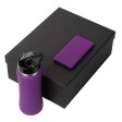 Подарочный набор с бутылкой для воды и повербанком С1, 5000 mAh, фиолетовый