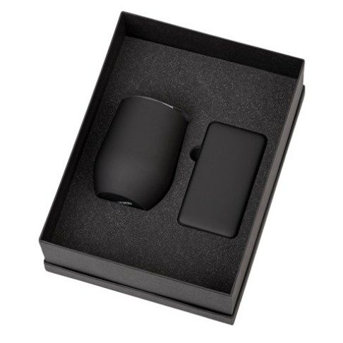 Подарочный набор с термокружкой и повербанком С2, 10000 mAh, черный