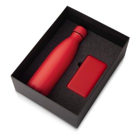 Подарочный набор с термобутылкой и повербанком С1, 5000 mAh, красный
