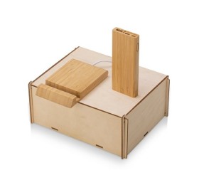 Подарочный набор с БЗУ и внешним аккумулятором «Bamboo Set», натуральный Подарочный набор с БЗУ и внешним аккумулятором «Bamboo Set», натуральный