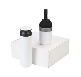 Подарочный набор с колонкой и термосом «Black&White», белый/черный Подарочный набор с колонкой и термосом «Black&White», белый/черный