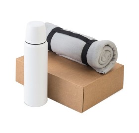 Подарочный набор с термосом и пледом «Serenity», белый/серый Подарочный набор с термосом и пледом «Serenity», белый/серый