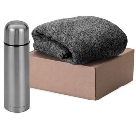 Подарочный набор Calmy с термосом и пледом, серый Подарочный набор Calmy с термосом и пледом, серый