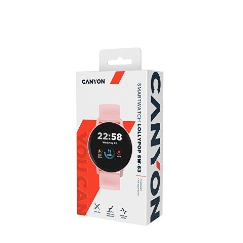 Умные часы CANYON Lollypop SW-63, IP 68, BT 5.0, сенсорный дисплей 1.3, розовый (Р)