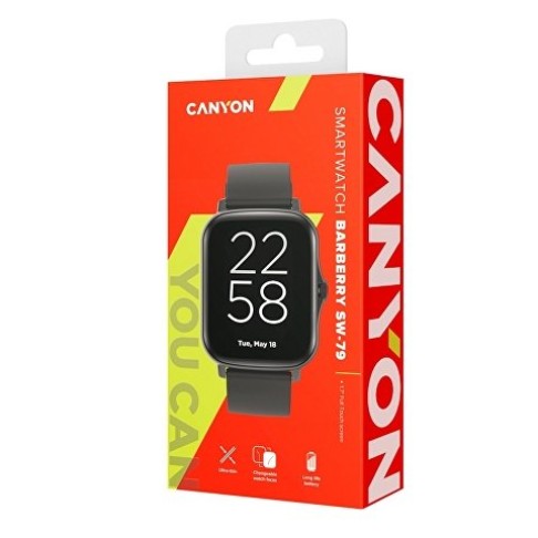 Умные часы CANYON Barberry SW-79, IP 67, BT 5.1, сенсорный дисплей 1.7, черный (Р)