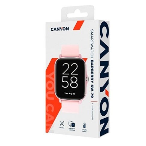 Умные часы CANYON Barberry SW-79, IP 67, BT 5.1, сенсорный дисплей 1.7, розовый (Р)