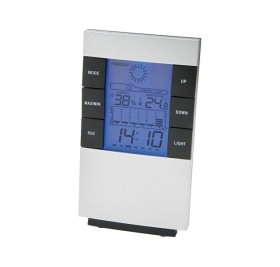 Настольная метеостанция Como с часами-будильником, серебристый/черный (Р)