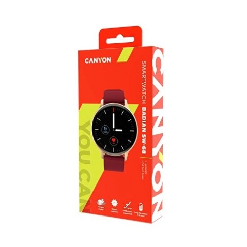 Смарт-часы Canyon SW-68 “ Badian”, IP68, темно-красный (Р)