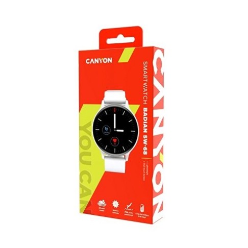 Смарт-часы Canyon SW-68 “ Badian”, IP68, серебряный (Р)