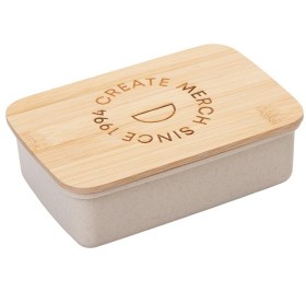 Ланчбокс Lunch с крышкой, бежевый (гравировка)
