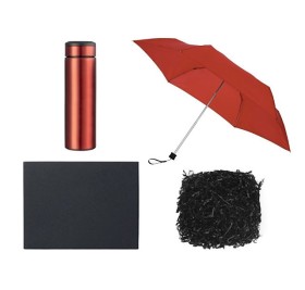 Подарочный набор с зонтом и термосом, красный Подарочный набор с зонтом и термосом, красный