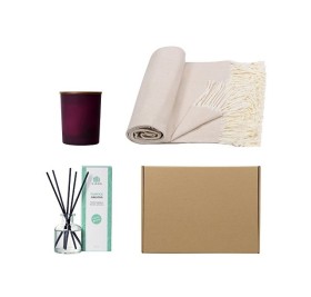 Подарочный набор с пледом, свечой и диффузором, бежевый