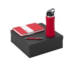 Подарочный набор с блокнотом С2, металлической ручкой и бутылкой для воды, красный Подарочный набор с блокнотом С2, металлической ручкой и бутылкой для воды, красный
