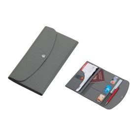 Органайзер для документов на кнопке с отделением для купюр и ручки, упаковка в индивидуальный пакет, серый