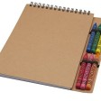 Doodle блокнот формата А5 с мягкой обложкой на спирали и набор мелков - Натуральный
