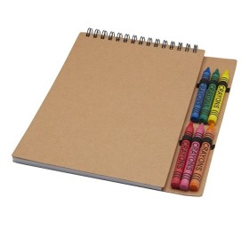 Doodle блокнот формата А5 с мягкой обложкой на спирали и набор мелков - Натуральный Doodle блокнот формата А5 с мягкой обложкой на спирали и набор мелков - Натуральный