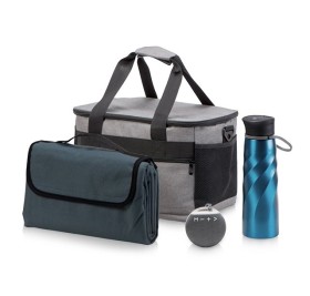 Подарочный набор с пледом и колонкой в сумке - холодильнике 