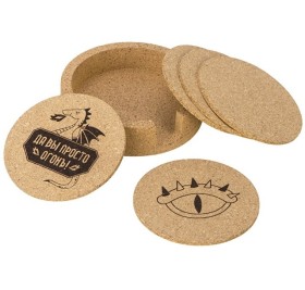 Набор костеров из пробки на подставке из пробки Набор костеров из пробки на подставке из пробки