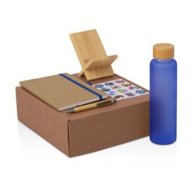 Подарочный набор с бутылкой для воды. блокнотом, ручкой и подставкой для телефона, синий Подарочный набор с бутылкой для воды. блокнотом, ручкой и подставкой для телефона, синий