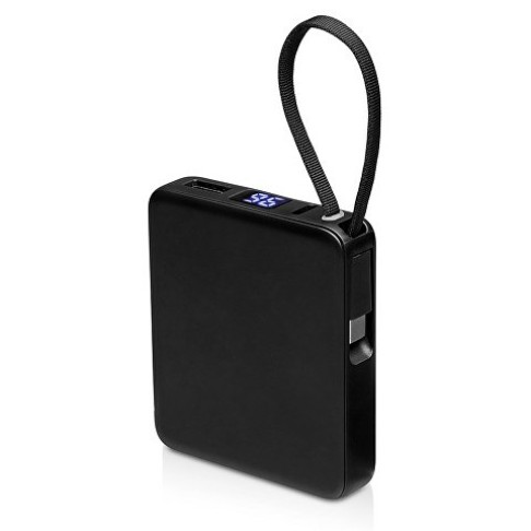 Внешний аккумулятор со встроенным кабелем USB-C «Дэнси», 5000 мАч, черный
