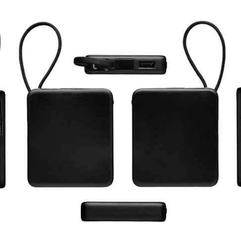 Внешний аккумулятор со встроенным кабелем USB-C «Дэнси», 5000 мАч, черный