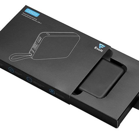 Внешний аккумулятор со встроенным кабелем USB-C «Дэнси», 5000 мАч, черный
