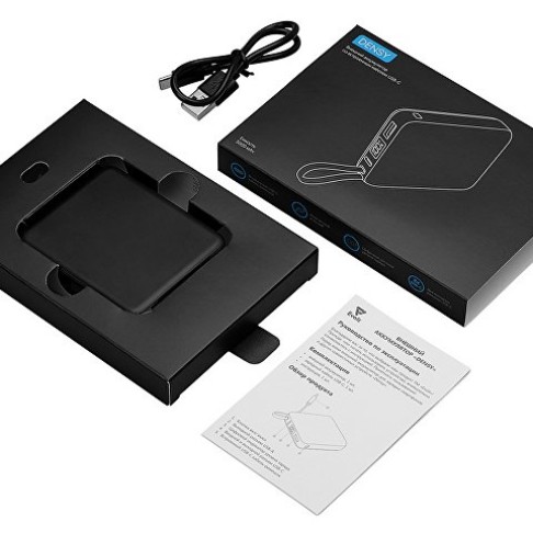 Внешний аккумулятор со встроенным кабелем USB-C «Дэнси», 5000 мАч, черный