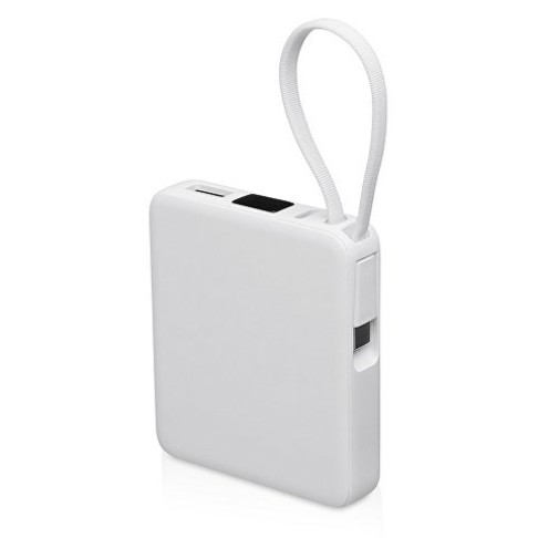 Внешний аккумулятор со встроенным кабелем USB-C «Дэнси», 5000 мАч, белый