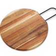Деревянная круглая доска из акации с металлической ручкой 