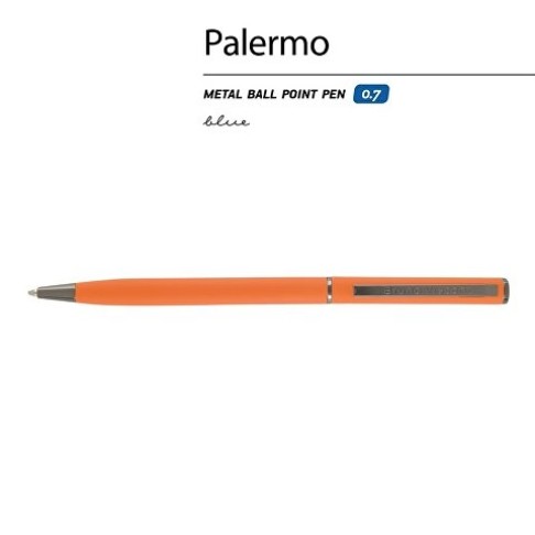 Ручка металлическая шариковая «Palermo», софт-тач, 0,7 мм,  оранжевый
