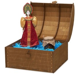 Подарочный набор: кукла фарфоровая, мед, красный