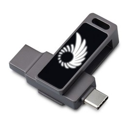 Флешка 32 ГБ USB Type-C и USB 3.0 с подсветкой лого «Спинлайт»