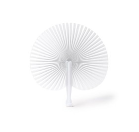 Складной круглый веер-пайпай с пластиковыми стержнями, белый