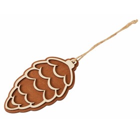 Подвеска шишка с цветной подложкой, коричневая подложка