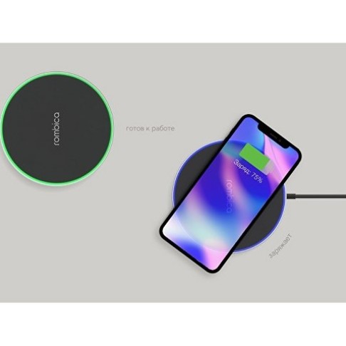 Беспроводное зарядное устройство Rombica  «NEO Core Quick» c быстрой зарядкой, черный (с лого) (Р)