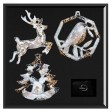 Елочные игрушки ( Снегирь+ Олень+ Ель) Розовый кварц