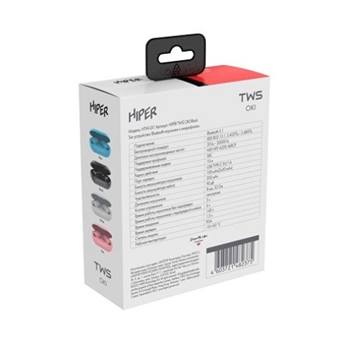 Беспроводные наушники HIPER TWS OKI Black (HTW-LX1) Bluetooth 5.0 гарнитура, Черный (Р)
