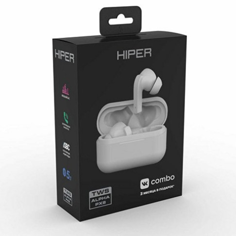Беспроводные наушники HIPER TWS Alpha PX8 (HTW-APX8) Bluetooth 5.0 гарнитура, Белый (Р)