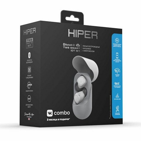 Беспроводные наушники HIPER TWS Smart IoT M1 (HTW-M10) Bluetooth 5.1 гарнитура, Серый (Р) Беспроводные наушники HIPER TWS Smart IoT M1 (HTW-M10) Bluetooth 5.1 гарнитура, Серый (Р)