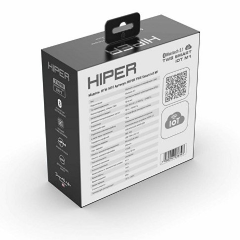 Беспроводные наушники HIPER TWS Smart IoT M1 (HTW-M10) Bluetooth 5.1 гарнитура, Серый (Р) Беспроводные наушники HIPER TWS Smart IoT M1 (HTW-M10) Bluetooth 5.1 гарнитура, Серый (Р)