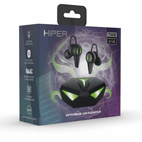 Беспроводные наушники HIPER TWS Mercury X12 (HTW-MX12) Bluetooth 5.1 гарнитура, Черный (Р)