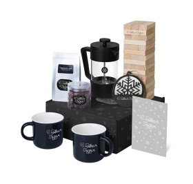 Подарочный набор c френчпрессом, кружками и чаем, черный