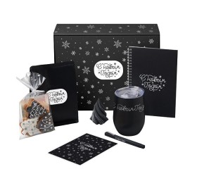 Подарочный набор c термокружкой, блокнотом, ручкой и свечкой, черный
