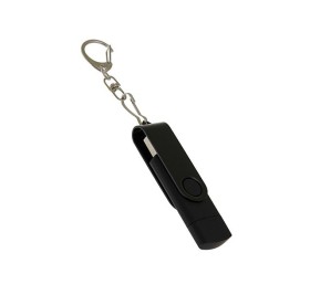 USB-флешка на 64 Гб 2 в 1 поворотный механизм, c дополнительным разъемом Type-C с одноцветным металлическим клипом, черный